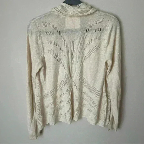 Anthropologie Angel Of The North Lightweight Wool Blend Ivory Cardigan Medium - Picture 6 of 7